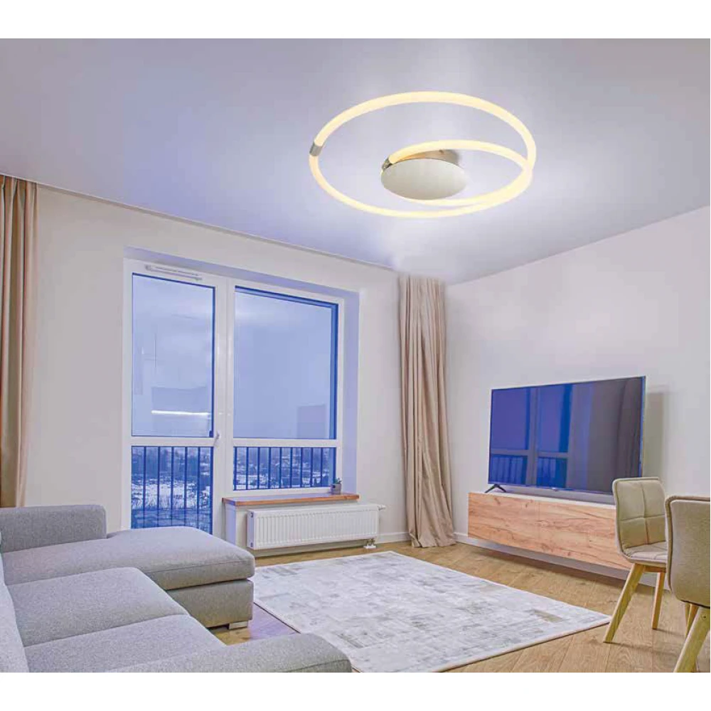 Led Φωτιστικό Οροφής Μεταλλικό σε Χρώμιο 55W Swing-C LUCIDO