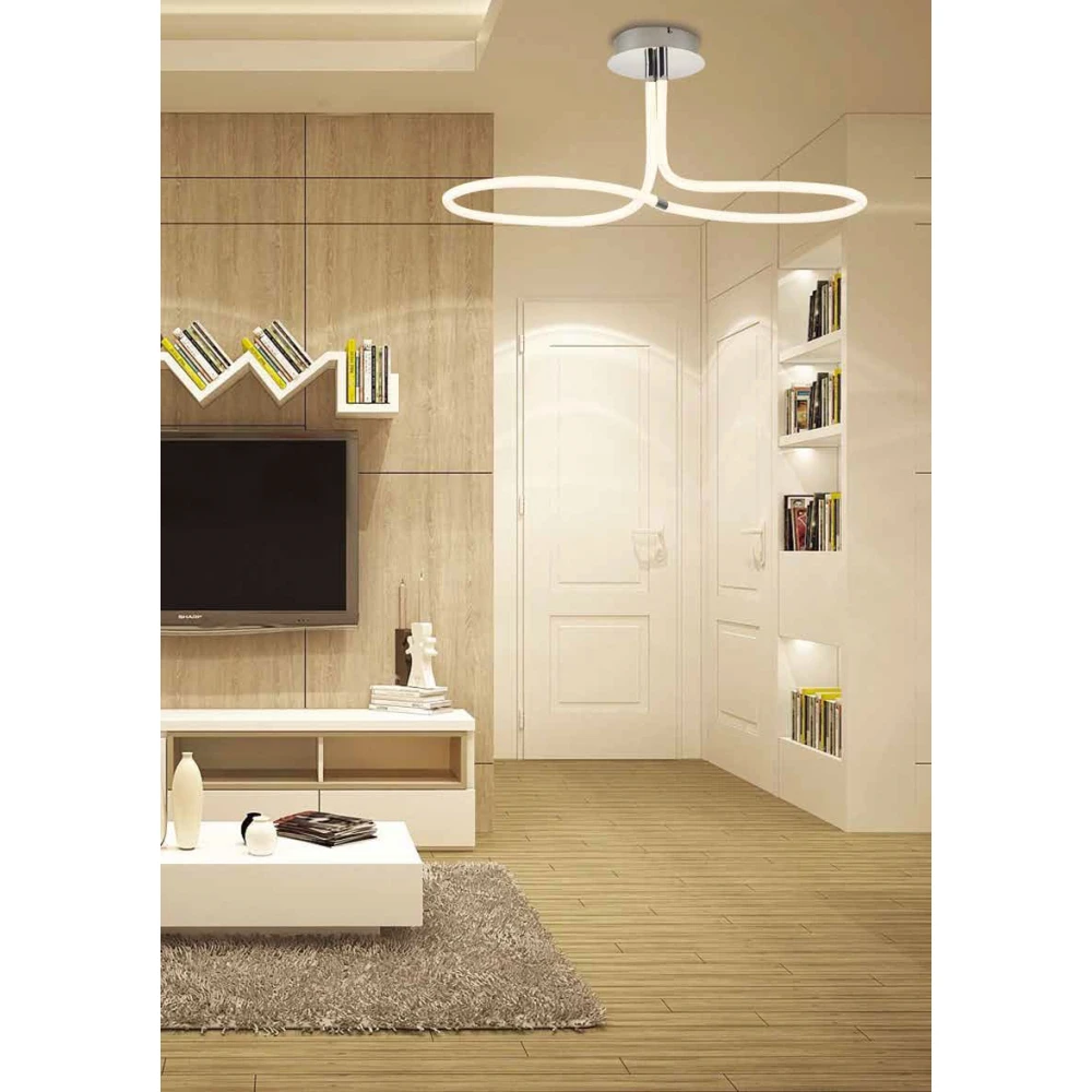 Led Φωτιστικό Οροφής Μεταλλικό σε Χρώμιο 60W SWING LUCIDO