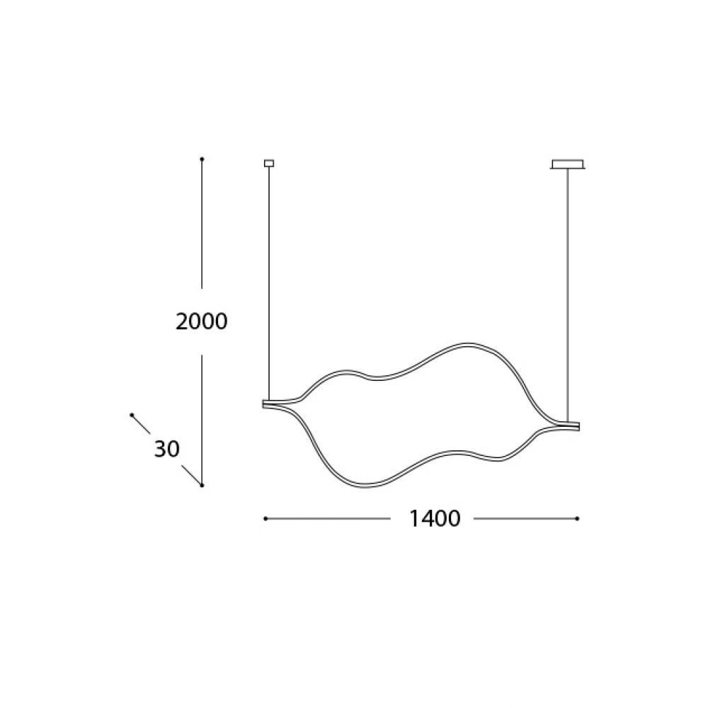 Led Κρεμαστό Φωτιστικό Αλουμινίου Μαύρο 45W Dimmable Wavy-M LUCIDO