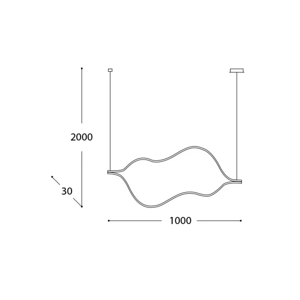 Led Κρεμαστό Φωτιστικό Αλουμινίου Μαύρο 36W Dimmable Wavy-S LUCIDO