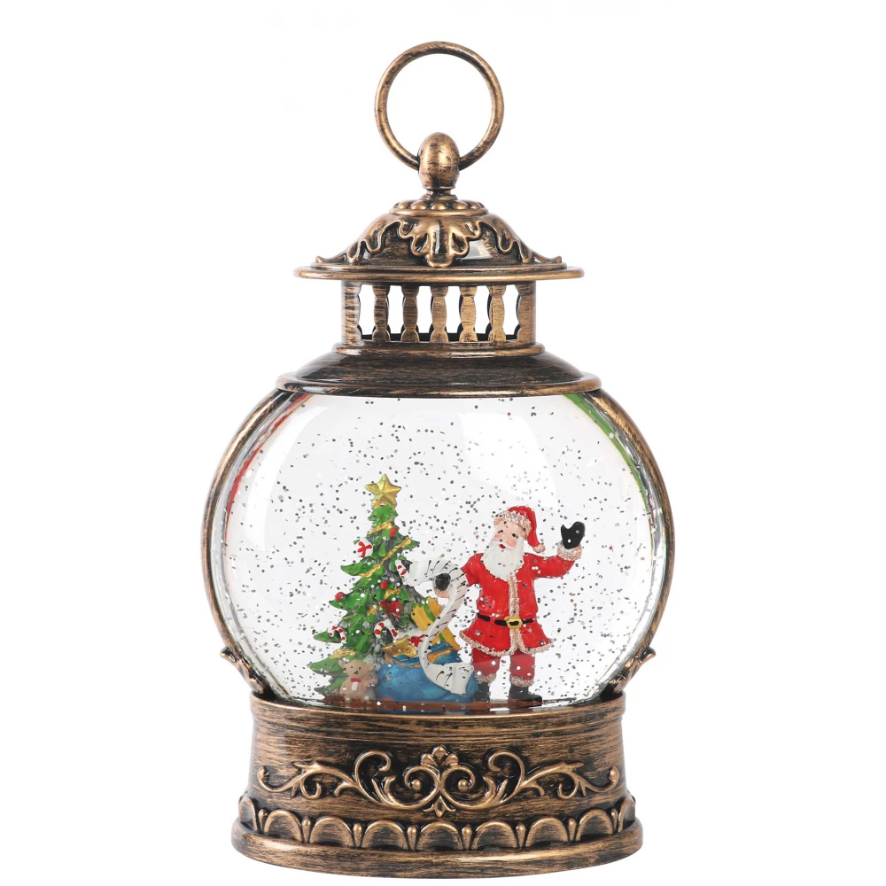 Διακοσμητικό Φανάρι Χιονόμπαλα Με Φως Και Μουσική Μπαταρίας Και Καλώδιο Usb 16,8 x 8,5 x 27(Η)cm