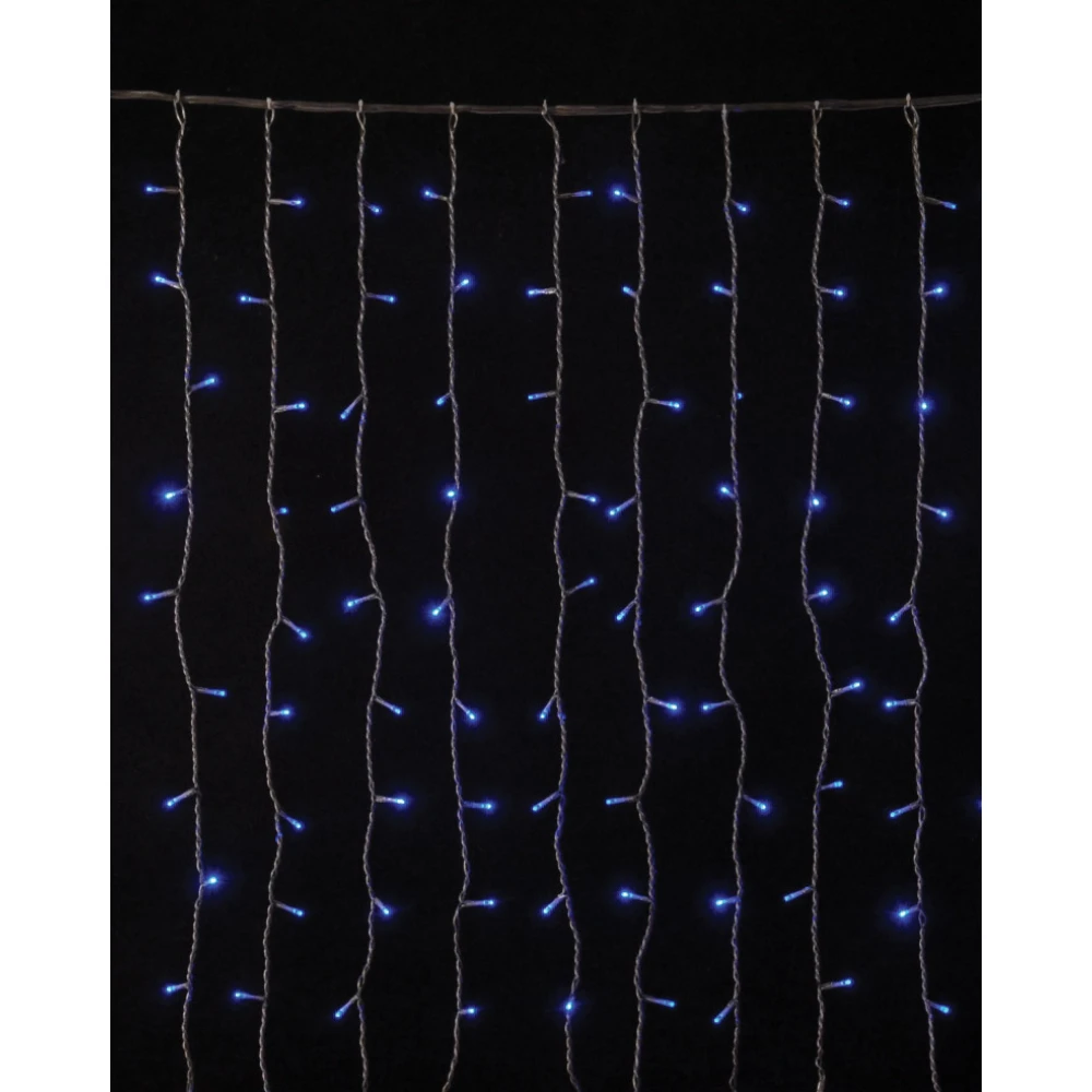 360Led Συμμετρική Κουρτίνα Με 8 Προγράμματα 200 x 200(H)cm,Διάφανο Καλώδιο/Μπλε Λαμπάκι