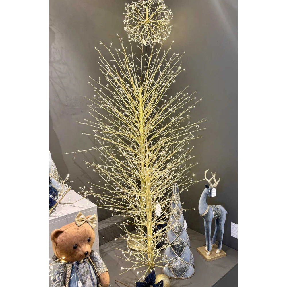 Φωτιζόμενο Δέντρο Χρυσό Με 3000 Led Φωτάκια Θερμού Φωτισμού ,Μετασχηματιστή ip44 Και Dimmer 250(h)cm