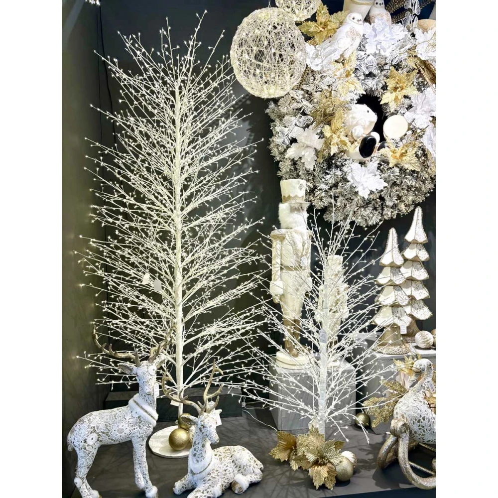 Φωτιζόμενο Δέντρο Λευκό Με 3000 Led Φωτάκια Θερμού Φωτισμού ,Μετασχηματιστή ip44 Και Dimmer 250(h)cm