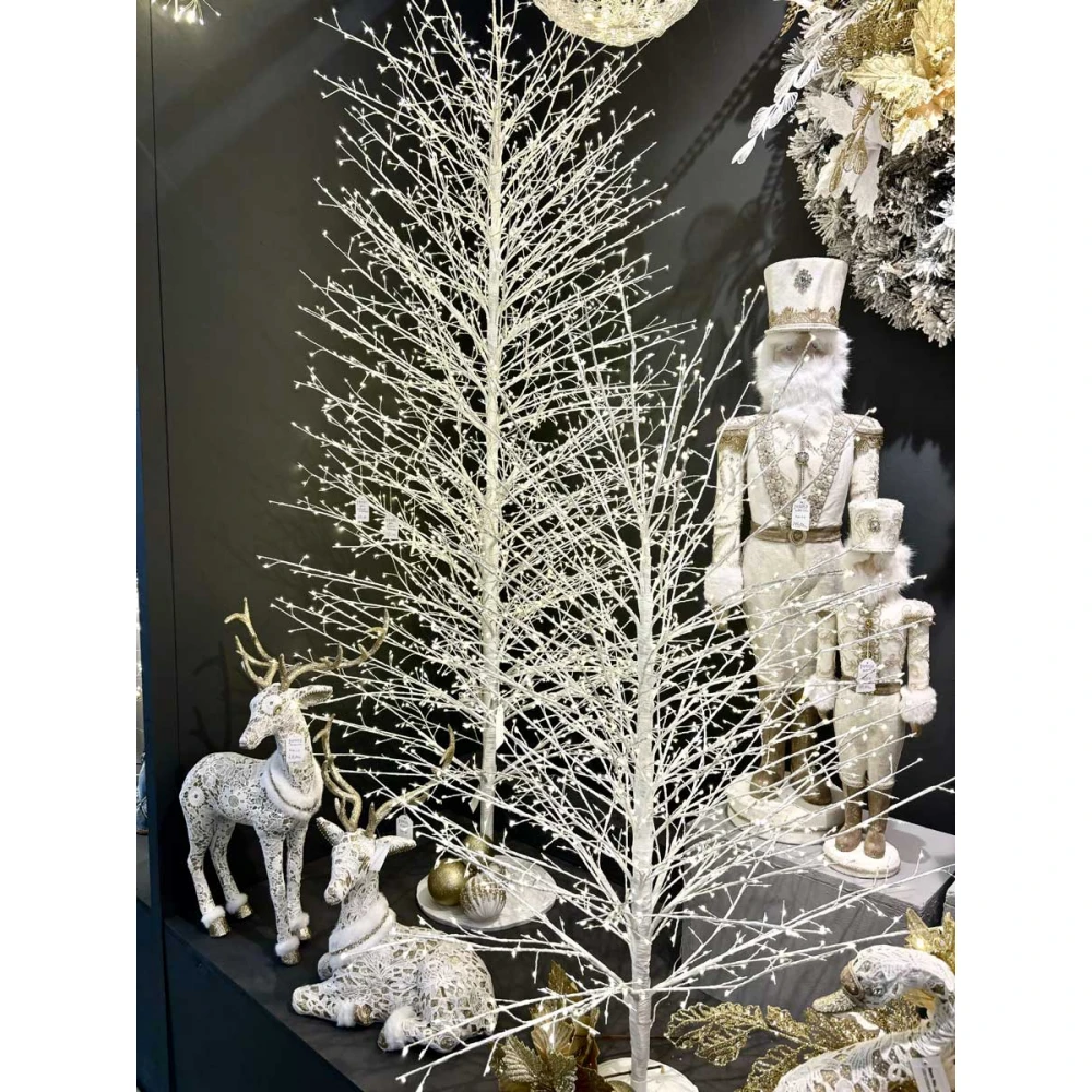 Φωτιζόμενο Δέντρο Λευκό Με 3000 Led Φωτάκια Θερμού Φωτισμού ,Μετασχηματιστή ip44 Και Dimmer 250(h)cm