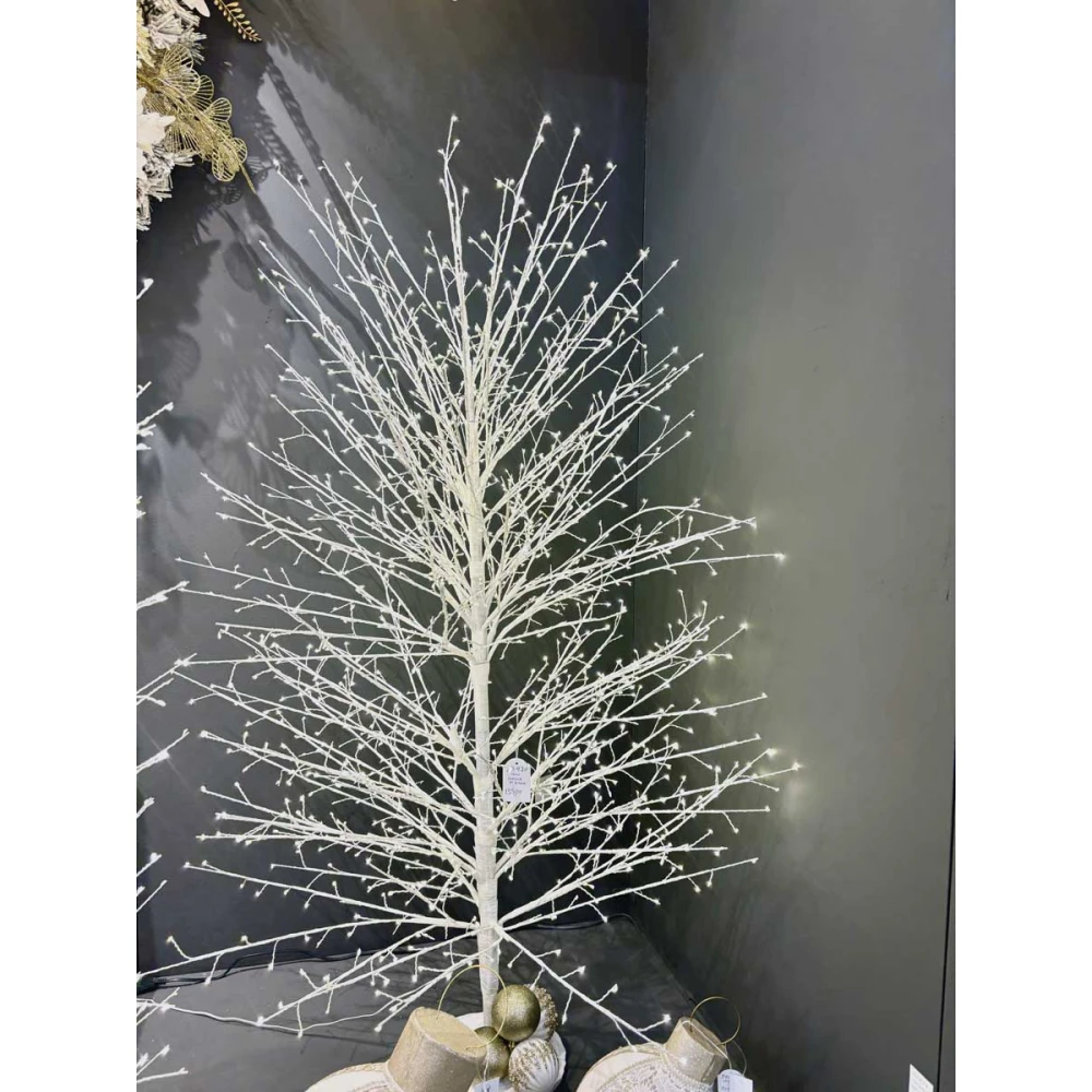 Φωτιζόμενο Δέντρο Λευκό Με 3000 Led Φωτάκια Θερμού Φωτισμού ,Μετασχηματιστή ip44 Και Dimmer 250(h)cm