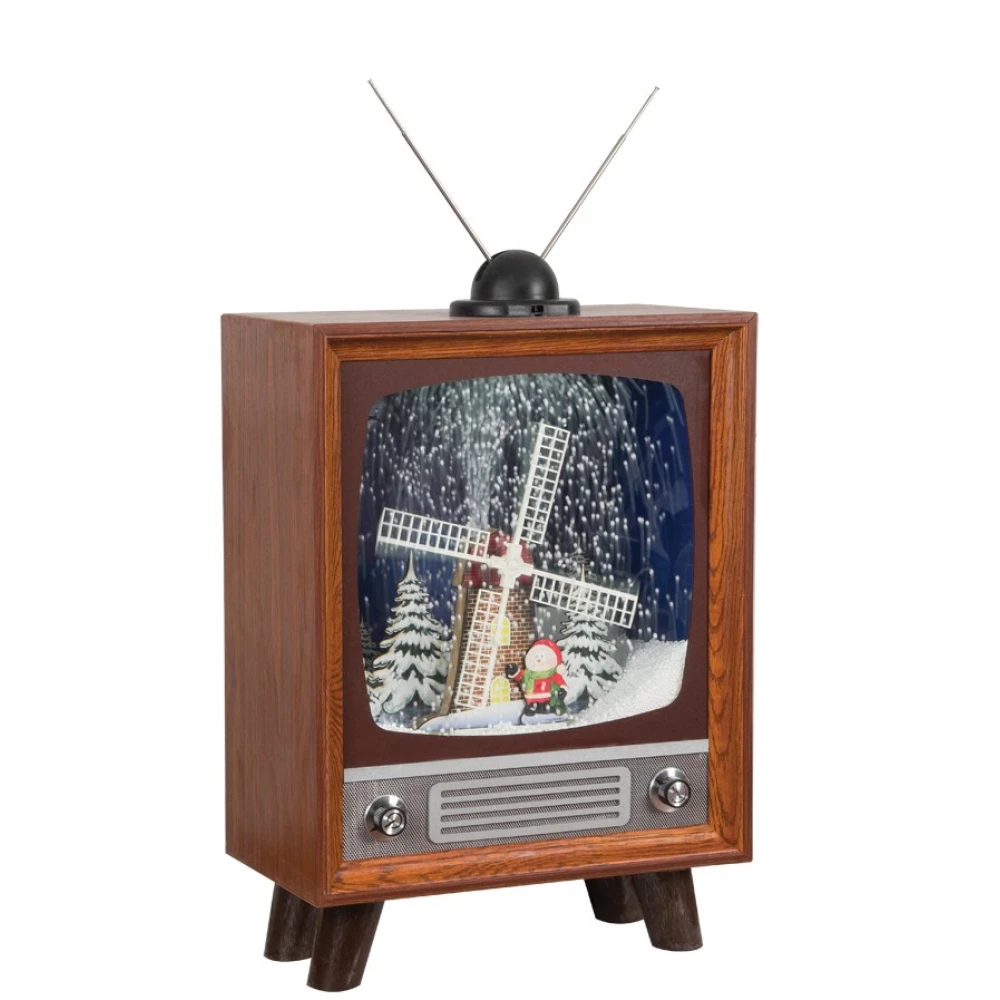 Χριστουγεννιάτικη Διακοσμητική Tv Με Φώς , Μουσική Χιόνι Και Μετασχηματιστή Ip20 38,5 x 20 x 53,5cm