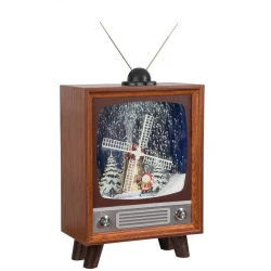 Χριστουγεννιάτικη Διακοσμητική Tv Με Φώς , Μουσική Χιόνι Και Μετασχηματιστή Ip20 38,5 x 20 x 53,5cm