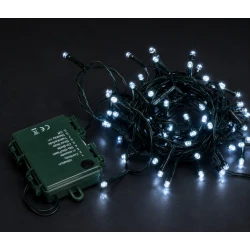 100 Led Λαμπάκια Μπαταρίας Με Πρόγραμμα Και Χρονοδιακόπτη Πράσινο Καλώδιο/ Λευκό Λαμπάκι, Απόστασης 7,5 Μέτρων (Kelvin: 6.000 - 10.000)