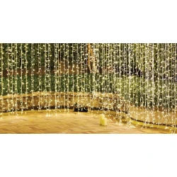 360Led Σταθερή Συμμετρική Κουρτίνα Ip44 Με Επέκταση 200 x 200(H)cm,Διάφανο Καλώδιο/Θερμό Λαμπάκι (Kelvin: 2.500 - 3.000)