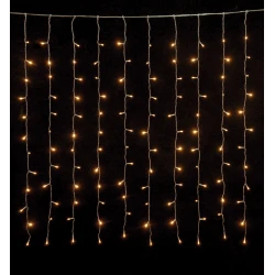 300Led Σταθερή Συμμετρική Κουρτίνα Με Επέκταση Και Μετασχηματιστή 300 x 100(h)cm,Διάφανο Καλώδιο/Θερμό Λαμπάκι , (Kelvin: 2.500 - 3.000)