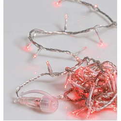 100Led Λαμπάκια Με Επέκταση,Πρόγραμμα Και Μετασχηματιστή Ip44 ,Διάφανο Καλώδιο/Κόκκινο Λαμπάκι ,(5cm Απόσταση) 5 Μέτρα