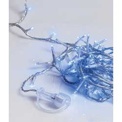 100Led Λαμπάκια Με Επέκταση,Πρόγραμμα Και Μετασχηματιστή Ip44 ,Διάφανο Καλώδιο/Μπλε Λαμπάκι ,(5cm Απόσταση) 5 Μέτρα