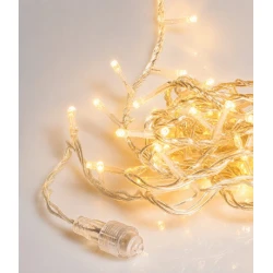 500Led Λαμπάκια Με Επέκταση,Πρόγραμμα Και Μετασχηματιστή Ip44 ,Διάφανο Καλώδιο/Θερμό Λαμπάκι , (5cm Απόσταση) 25 Μέτρα (Kelvin: 2.500 - 3.000) Με Καρούλι Αποθήκευσης