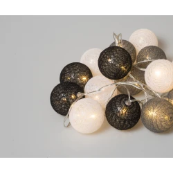 20Led Φωτάκια Σταθερά Με Μπάλες Cotton 6cm Με Μετασχηματιστή Ip44 Και Χρονοδιακόπτη 6 Ωρών Με Θερμό Φωτισμό 3 Μέτρα
