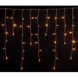 144Led Ασύμμετρη Κουρτίνα Με Επέκταση 8 Προγραμμάτων Και Μετασχηματιστή ip44 300 x 70(h)cm,Διάφανο Καλώδιο/Θερμό Λαμπάκι Amber (Kelvin: 2.100 - 2.300)