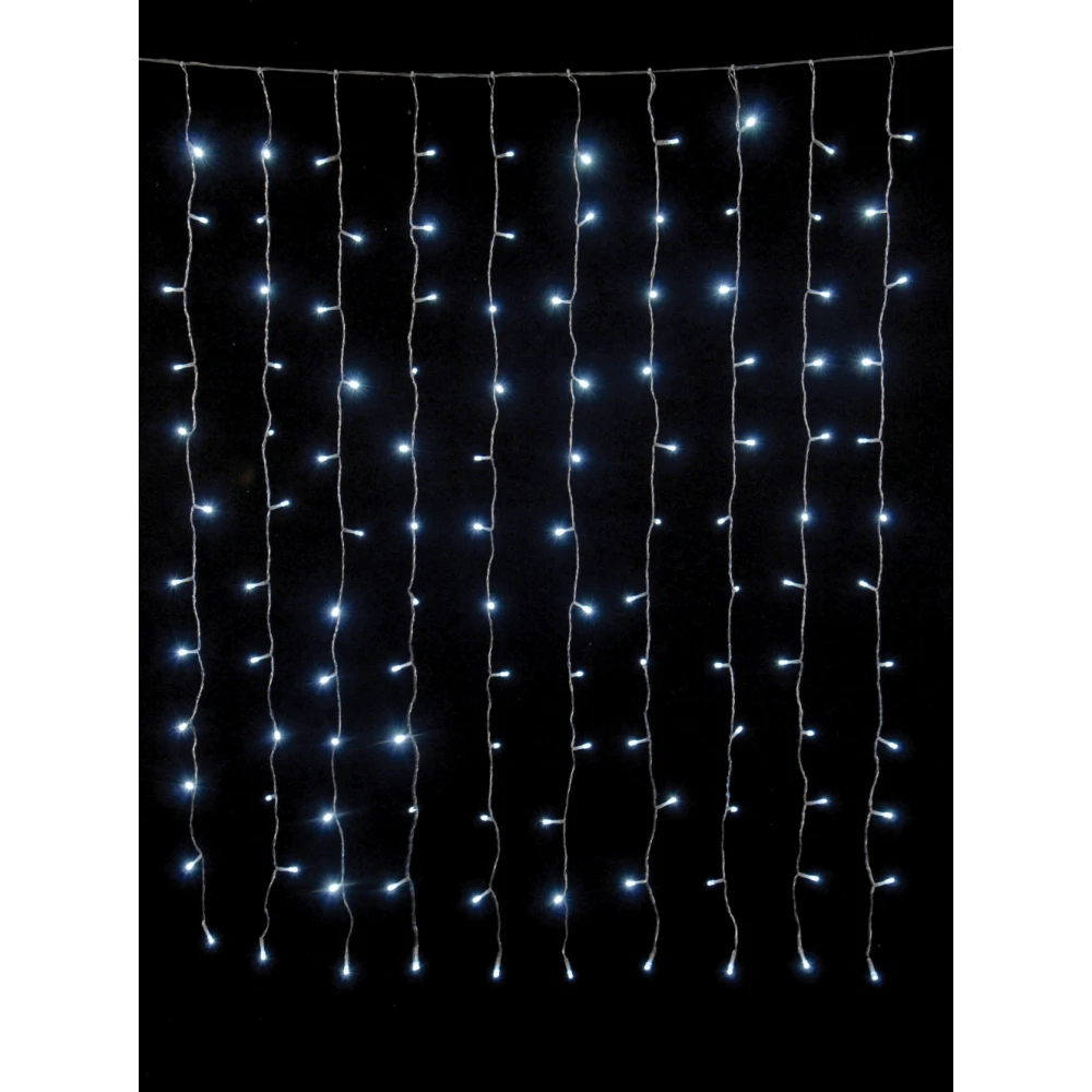 300Led Σταθερή Συμμετρική Κουρτίνα Με Επέκταση Και Μετασχηματιστή 300 x 100(h)cm,Διάφανο Καλώδιο/Λευκό Ψυχρό Λαμπάκι , (Kelvin: 6.000 - 10.000)