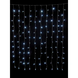 300Led Σταθερή Συμμετρική Κουρτίνα Με Επέκταση Και Μετασχηματιστή 300 x 100(h)cm,Διάφανο Καλώδιο/Λευκό Ψυχρό Λαμπάκι , (Kelvin: 6.000 - 10.000)