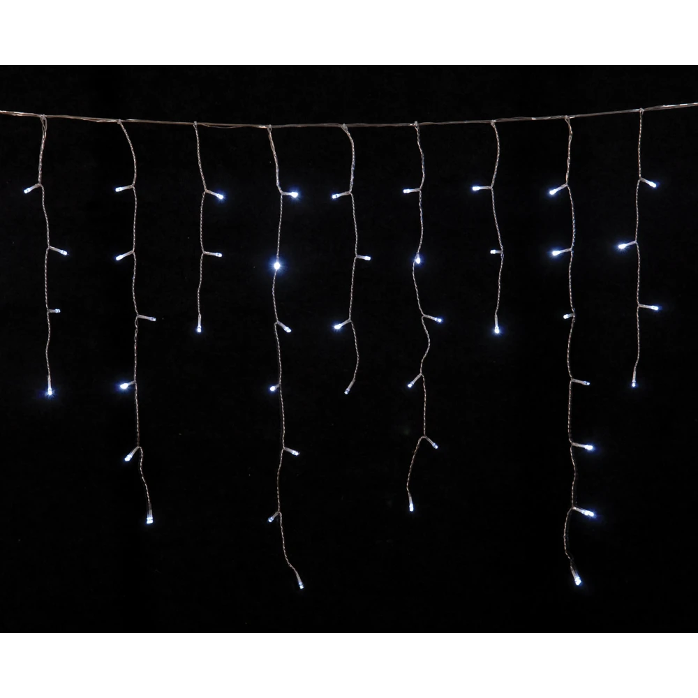 100Led Ασύμμετρη Κουρτίνα Επεκτεινόμενη All Flash Με Μετασχηματιστή ip44 200 x 70(h)cm,Διάφανο Καλώδιο/Λευκό Λαμπάκι , (Kelvin: 6.000 - 10.000)