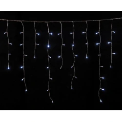 100Led Ασύμμετρη Κουρτίνα Επεκτεινόμενη All Flash Με Μετασχηματιστή ip44 200 x 70(h)cm,Διάφανο Καλώδιο/Λευκό Λαμπάκι , (Kelvin: 6.000 - 10.000)