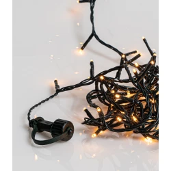 500Led Amber Λαμπάκια Με Πρόγραμμα,Επέκταση Και Μετασχηματιστή Ip44 ,Πράσινο Καλώδιο/Θερμό Λαμπάκι (5cm Απόσταση) 25 Μέτρα (Kelvin: 2.100 - 2.300) Με Καρούλι Αποθήκευσης