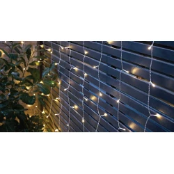 100Led Ασύμμετρη Κουρτίνα Επεκτεινόμενη All Flash Με Μετασχηματιστή ip44 200 x 70(h)cm,Διάφανο Καλώδιο/Θερμό Λαμπάκι , (Kelvin: 2500 - 3.000)