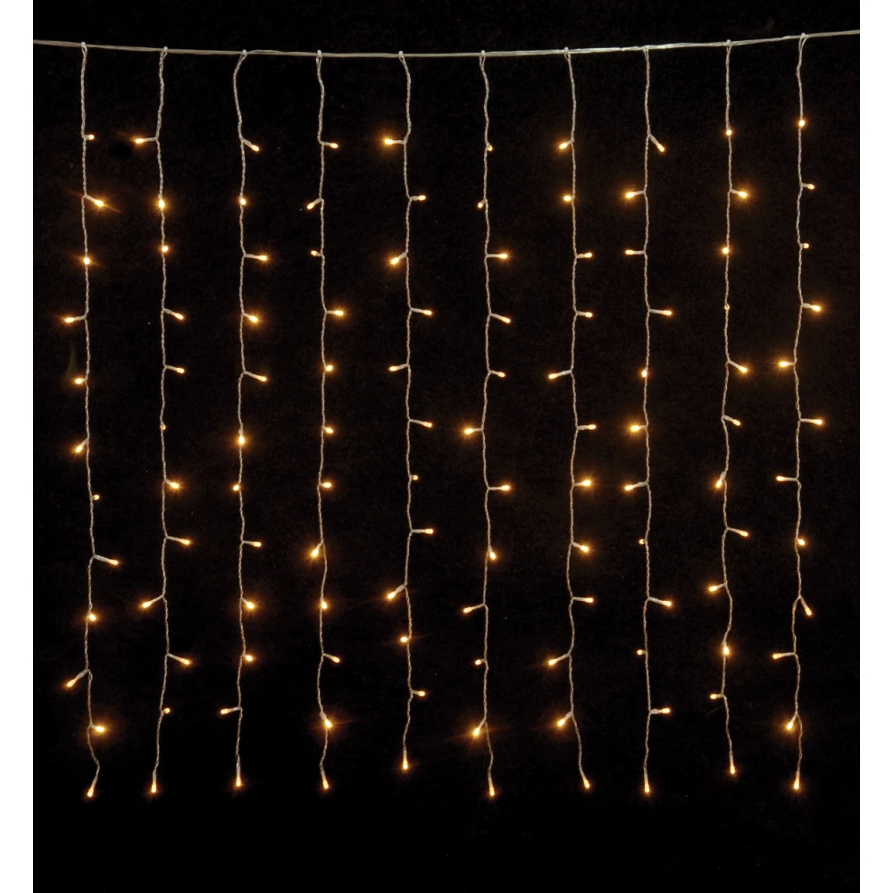 360Led Σταθερή Συμμετρική Κουρτίνα Ip44 Με Επέκταση 200 x 200(H)cm,Διάφανο Καλώδιο/Θερμό Λαμπάκι (Kelvin: 2.500 - 3.000)