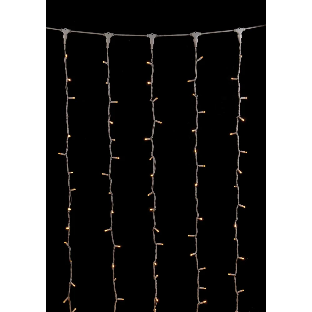 Led Κουρτίνα Συμμετρική Ip44,Με Επέκταση 2 x 10 Μέτρα, Λευκό Καλώδιο, Θερμό Λαμπάκι Rubber, 1000 Led