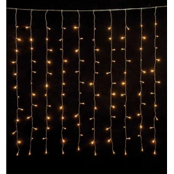 240 Led Σταθερή Συμμετρική Κουρτίνα Με Επέκταση Ip44 200 x 100(h)cm ,Με Διάφανο Καλώδιο/Θερμό Λαμπάκι