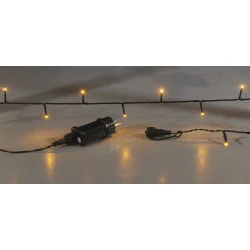 1000Led Amber Λαμπάκια Με Πρόγραμμα,Επέκταση Και Μετασχηματιστή Ip44 ,Πράσινο Καλώδιο/Θερμό Λαμπάκι 50 Μέτρα (Kelvin: 2.100 - 2.300) Με Καρούλι Αποθήκευσης