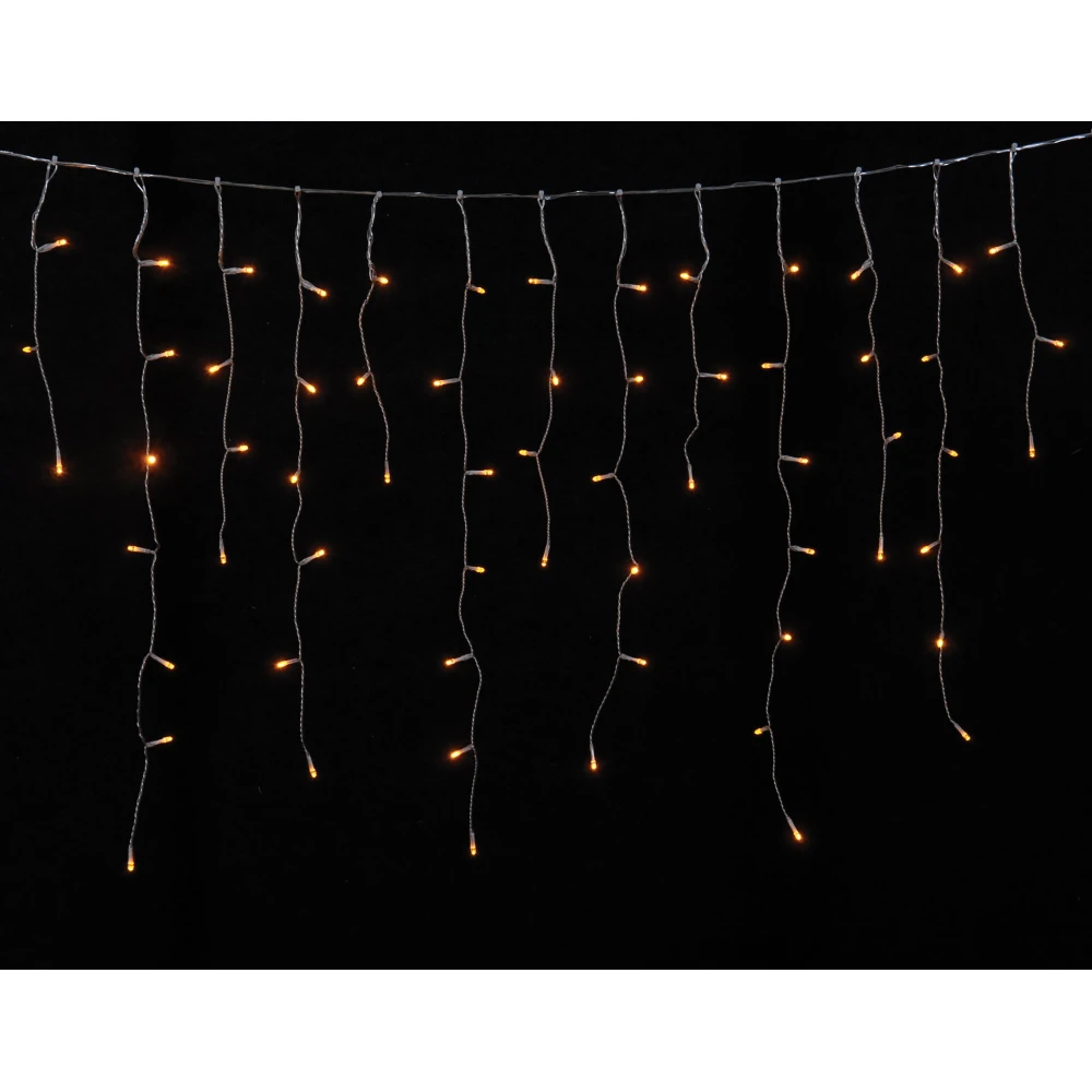 200Led Ασύμμετρη Κουρτίνα Μπαταρίας AA Με Χρονοδιακόπτη Διάφανο Καλώδιο/Θερμό Amber Λαμπάκι 300 x 70(h)cm - IP44