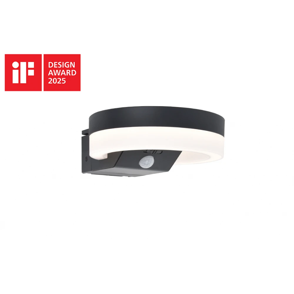 LED Ηλιακό Φωτιστικό Τοίχου Με Αισθητήρα 12W IP54 RUNDA LUTEC