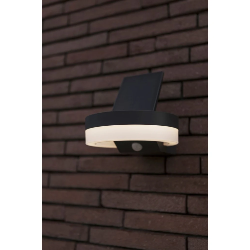 LED Ηλιακό Φωτιστικό Τοίχου Με Αισθητήρα 12W IP54 RUNDA LUTEC