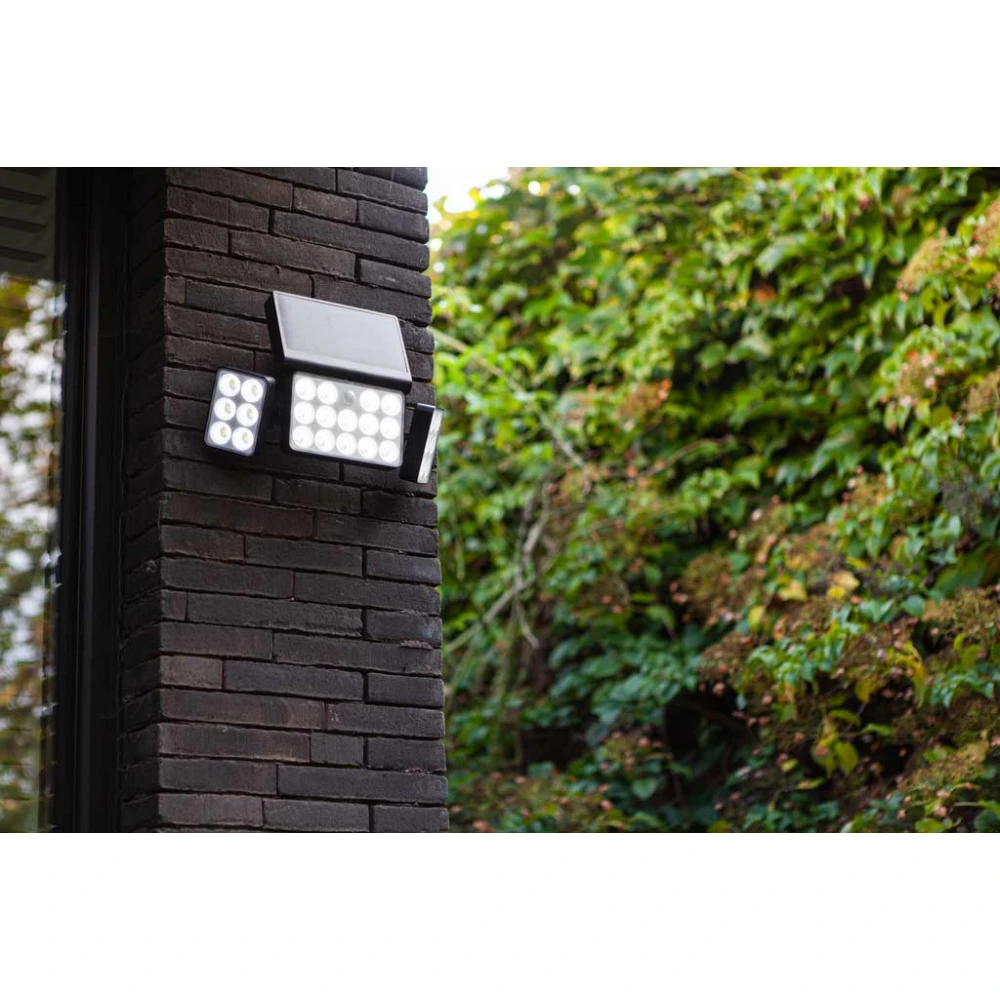 LED Ηλιακό Φωτιστικό Τοίχου Με Αισθητήρα Και Τρεις Κεφαλές 7,4W IP44 TUDA LUTEC