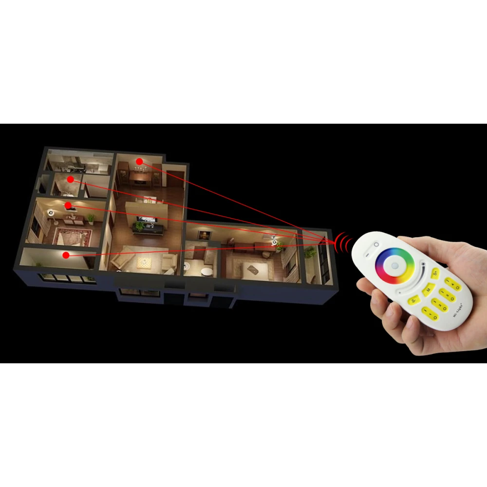 Mi-Light FUT096 4-Zone Touch RF RGBW Remote Μαύρο