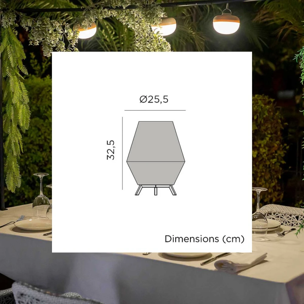 CONTA 30 - Επιτραπέζιο Φωτιστικό Εξωτερικού Χώρου Table Επαναφορτιζόμενο ø25,5 Θερμό 3000K - Γκρι  - New Garden