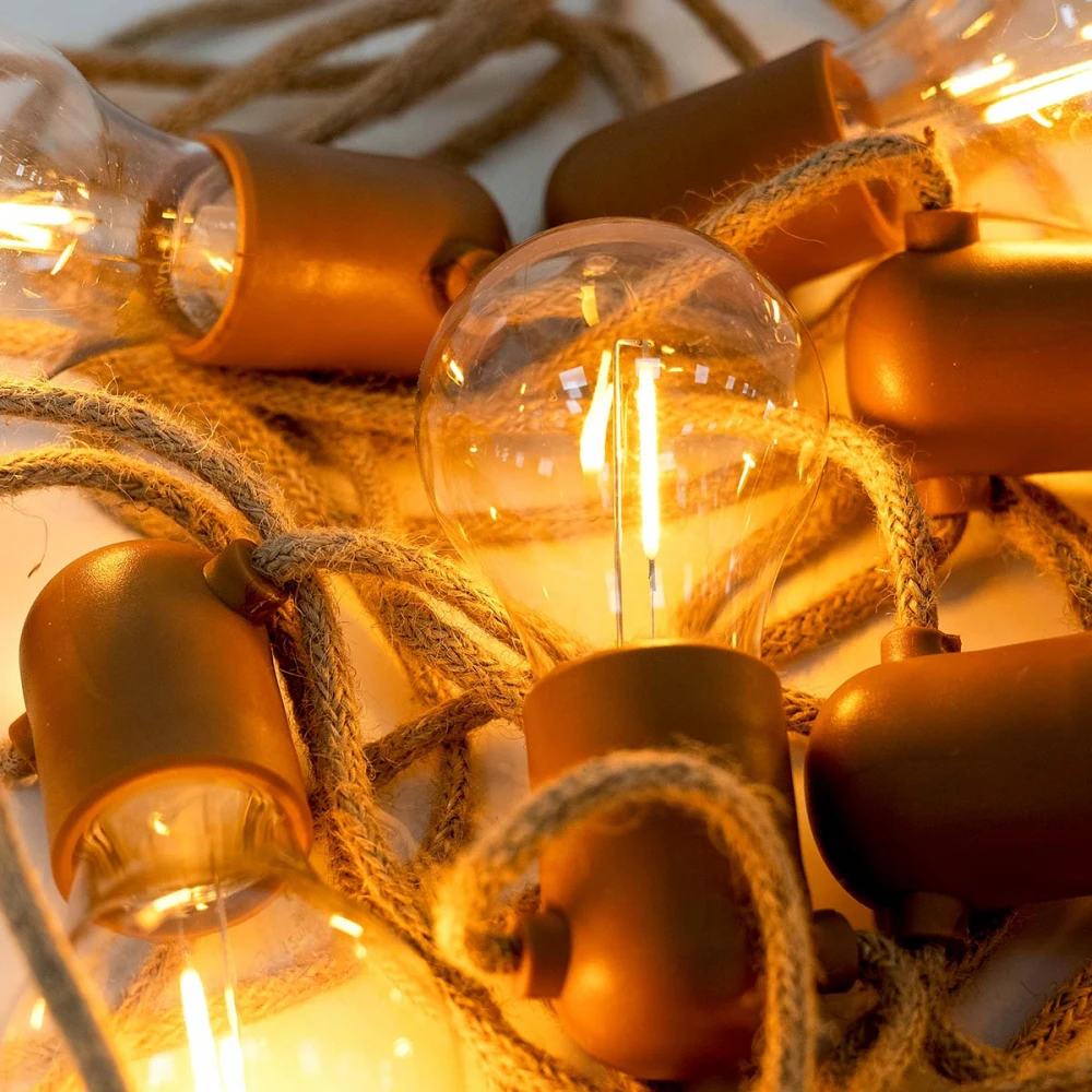 ALLEGRA SOLAR - Διακοσμητική Γιρλάντα Ηλιακή Επαναφορτιζόμενη JUTE 8m IP44 - New Garden