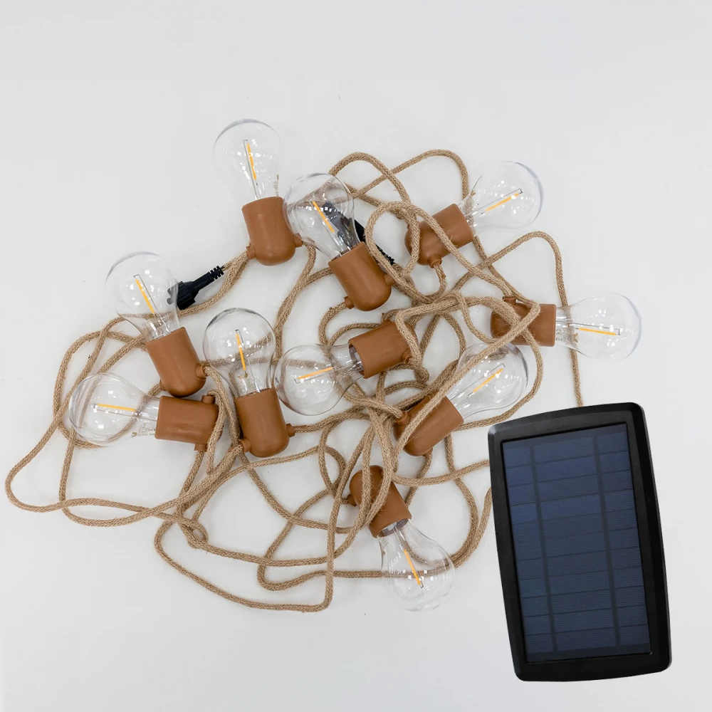 ALLEGRA SOLAR - Διακοσμητική Γιρλάντα Ηλιακή Επαναφορτιζόμενη JUTE 8m IP44 - New Garden