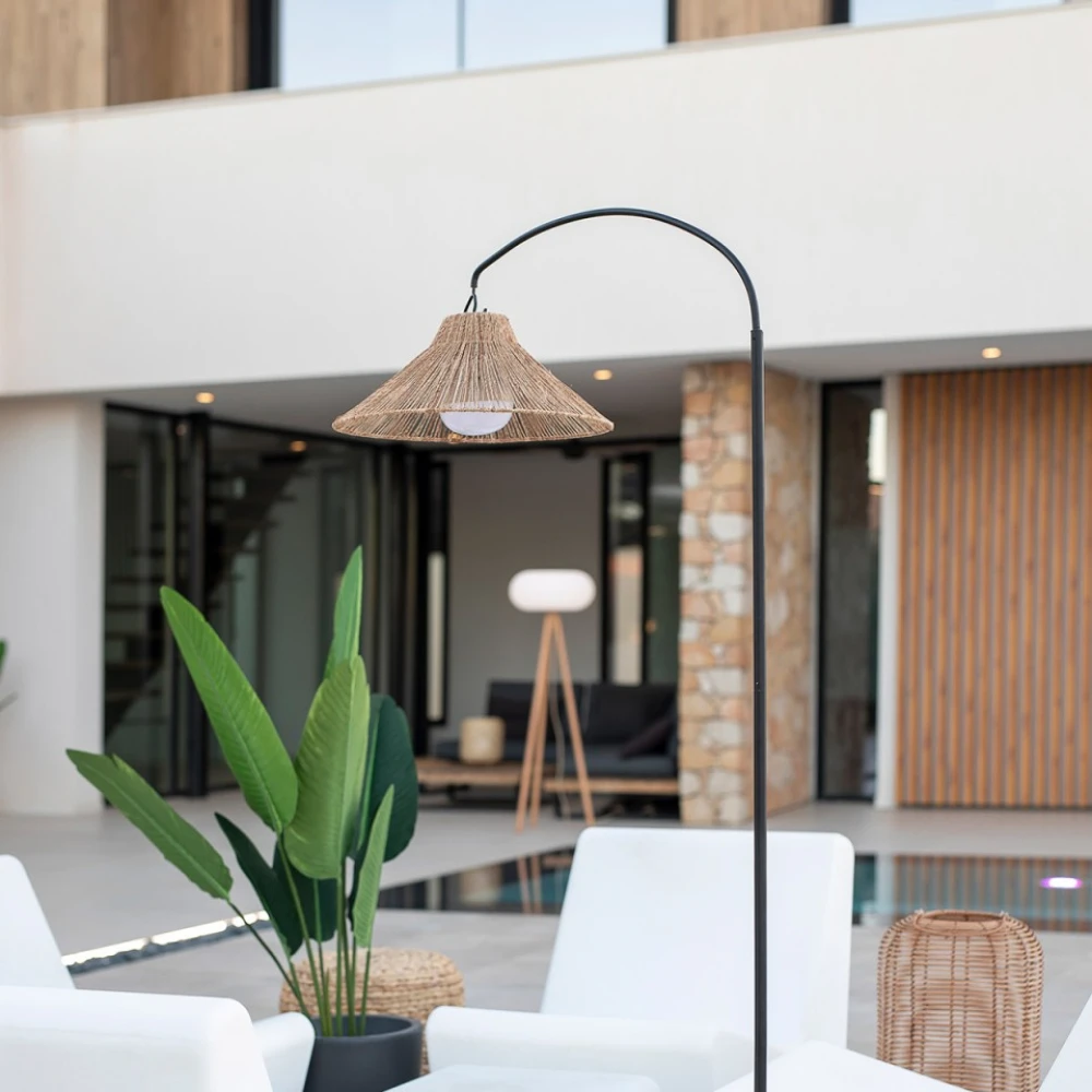 NIZA 165 Επιδαπέδιο Φωτιστικό Εξωτερικού Χώρου Επαναφορτιζόμενο Χωρις Καλώδιο - Φυσικό με Μαύρο - New Garden