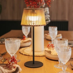 OKINAWA TABLE - Επιτραπέζιο Φωτιστικό Εξωτερικού Χώρου Okinawa Table με Ηλιακή Φόρτιση ø16 Θερμό 3000K - Μπαμπού - New Garden