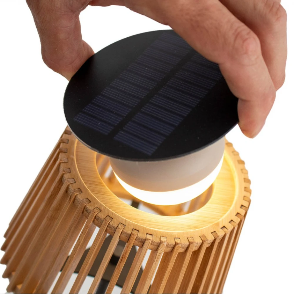 OKINAWA TABLE - Επιτραπέζιο Φωτιστικό Εξωτερικού Χώρου Okinawa Table με Ηλιακή Φόρτιση ø16 Θερμό 3000K - Μπαμπού - New Garden