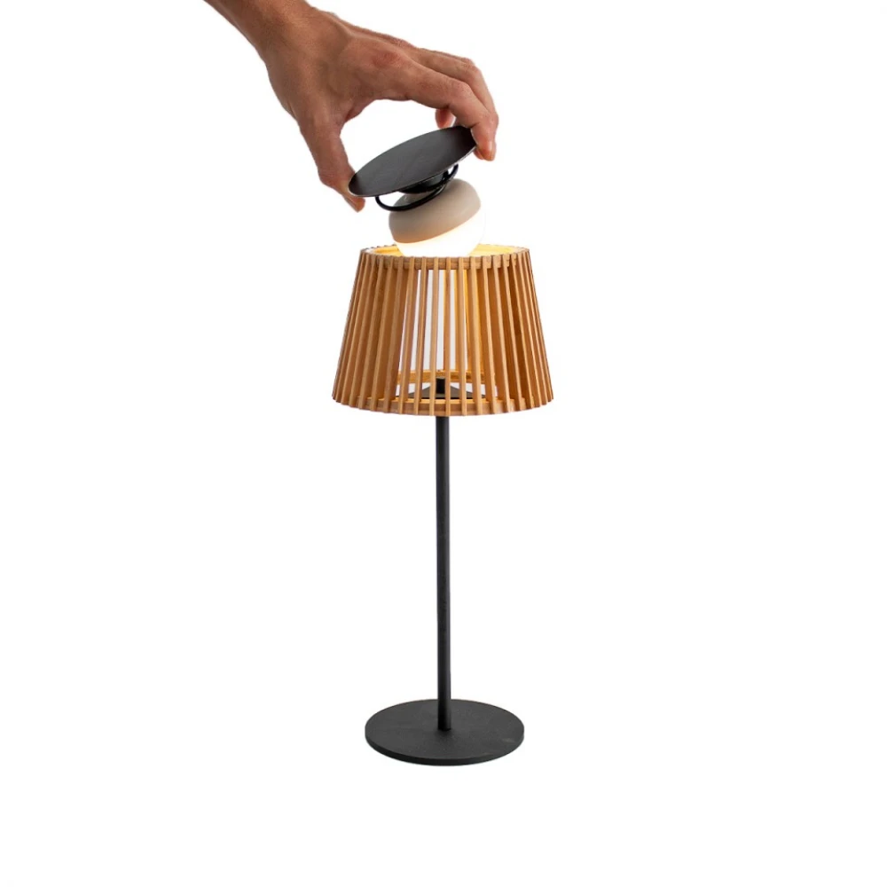 OKINAWA TABLE - Επιτραπέζιο Φωτιστικό Εξωτερικού Χώρου Okinawa Table με Ηλιακή Φόρτιση ø16 Θερμό 3000K - Μπαμπού - New Garden