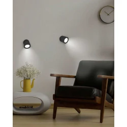 ROLL 8 LED Φωτιστικό Τοίχου Επαναφορτιζόμενο Cordless Round Μαύρο - New Garden