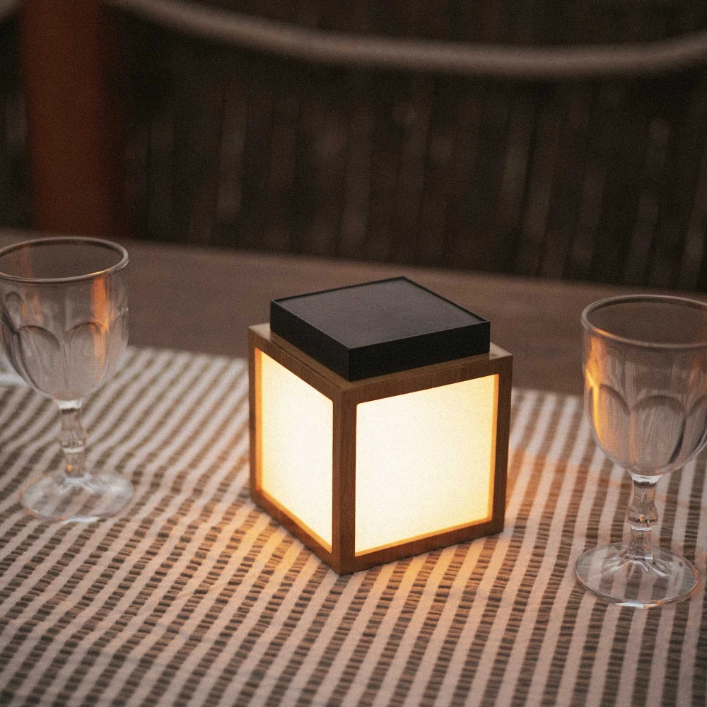 Vega Lantern - Επιτραπέζιο Φωτιστικό Εξωτερικού Χώρου με Ηλιακή Φόρτιση - Μπαμπού - New Garden