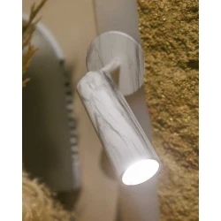 ROLL 4 LED Φωτιστικό Τοίχου Επαναφορτιζόμενο Cordless Round Όψη Λευκού Μαρμάρου - New Garden