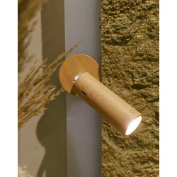 ROLL 4 LED Φωτιστικό Τοίχου Επαναφορτιζόμενο Cordless Round Όψη Ξύλου - New Garden