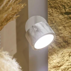 ROLL 8 LED Φωτιστικό Τοίχου Επαναφορτιζόμενο Cordless Round Με Όψη Λευκού Μαρμάρου - New Garden