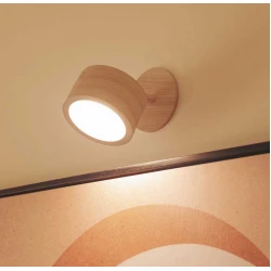 ROLL 8 LED Φωτιστικό Τοίχου Επαναφορτιζόμενο Cordless Round Με Όψη Ξύλου - New Garden