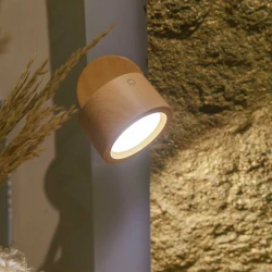 ROLL 8 LED Φωτιστικό Τοίχου Επαναφορτιζόμενο Cordless Round Με Όψη Ξύλου - New Garden