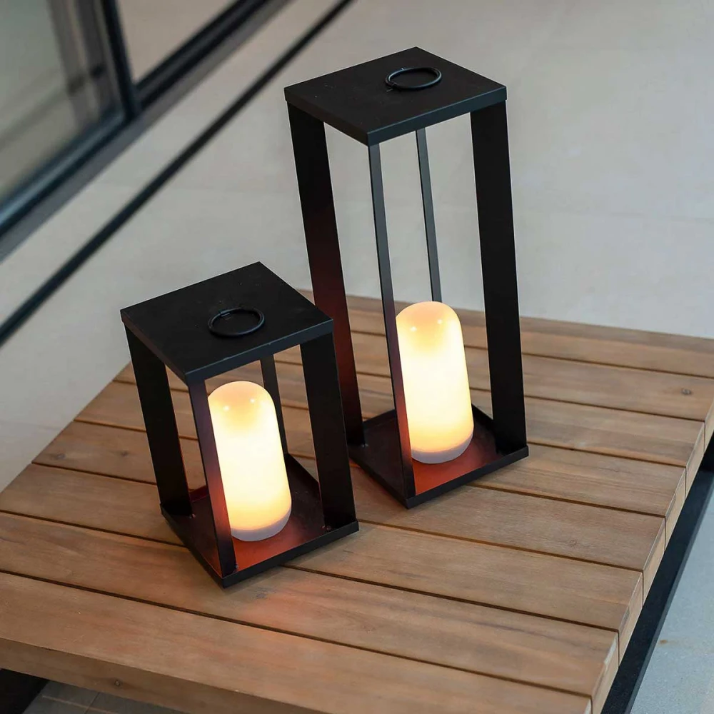 SIROCO 30 - Φορητό Μεταλλικό Φανάρι χωρίς Καλώδια με Εφέ Φλόγας / Σταθερό  - New Garden